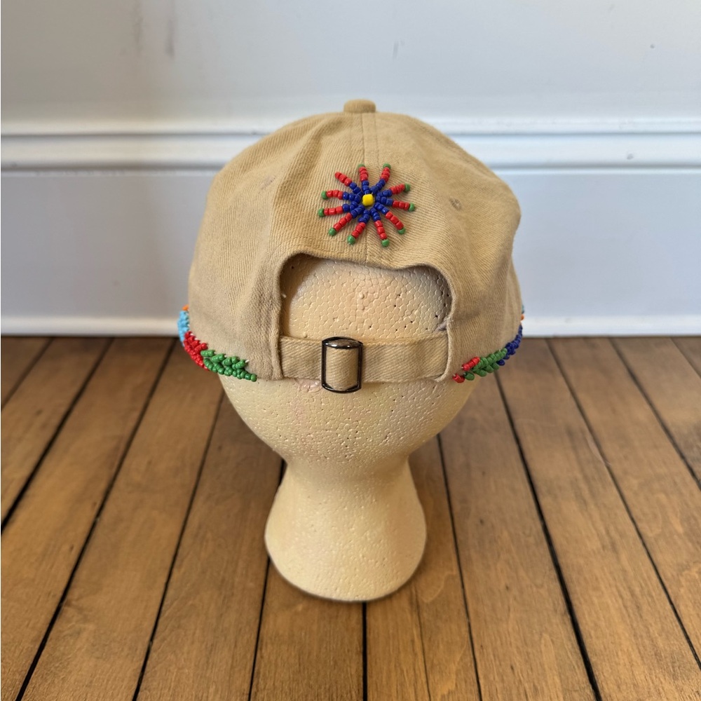 Boho Rainbow Sun Beaded Shell Beach Baseball Hat - Picture 3 of 9